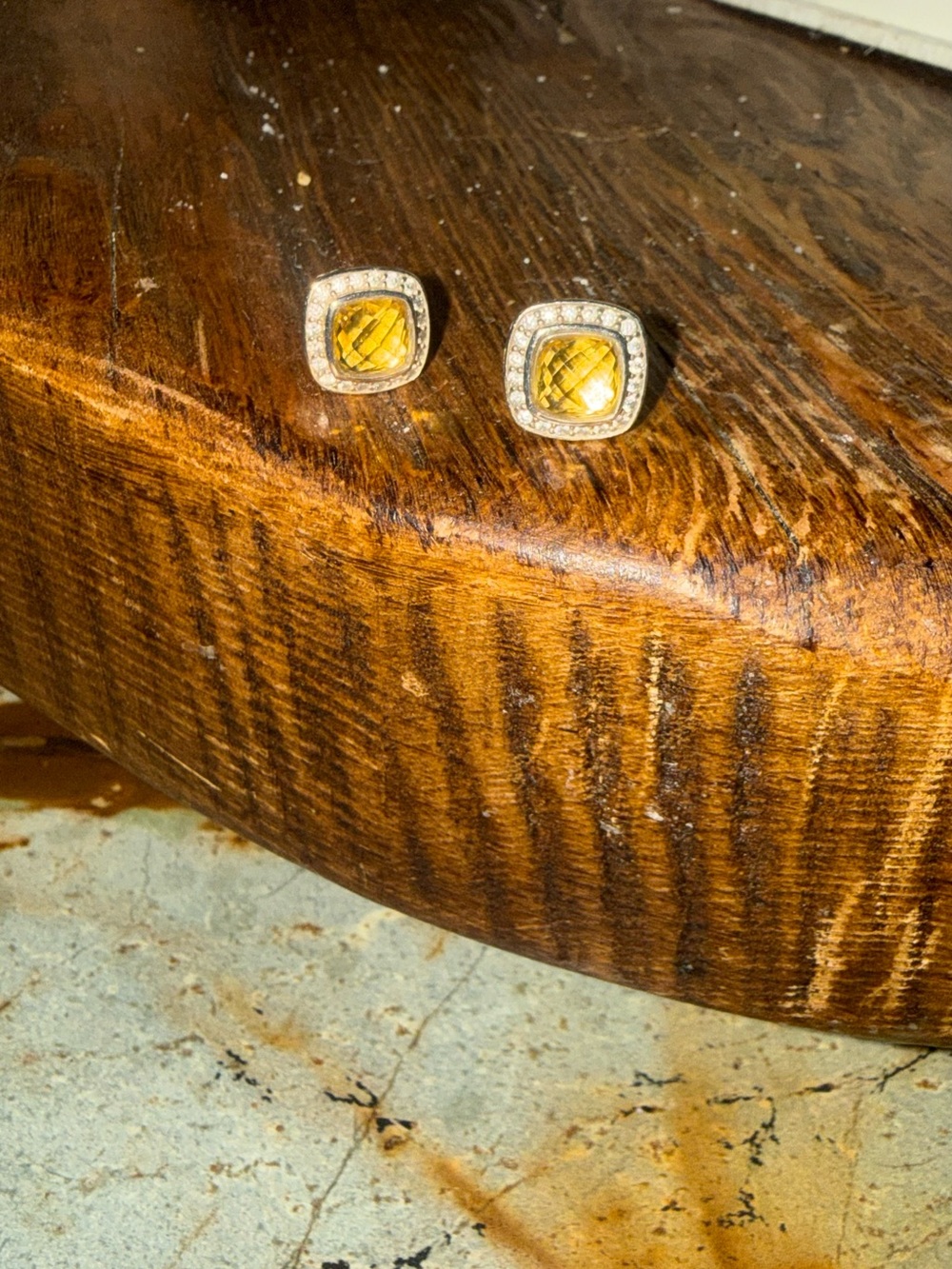 David Yurman 7mm Albion Stud Citrine and Pave’ Earrings